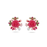 Rosered Gül Tasarımlı İncili Rose Altın Renkli Gümüş Küpe 2