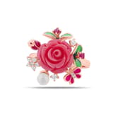 Rosered Gül Tasarımlı İncili Rose Altın Renkli Gümüş Yüzük 2