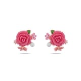 Rosered Kelebekli Gül Tasarımlı Rose Altın Kaplama Gümüş Küpe 2