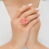 Rosered Kelebekli Gül Buketi Rose Altın Kaplama Gümüş Yüzük 3