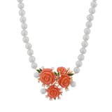 Rosered Gül Tasarımlı İnci Sıralı Rose Altın Renkli Gümüş Kolye 2