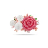 Rosered Üç İncili Gül Tasarımlı Rose Altın Renkli Gümüş Yüzük 2