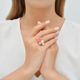 Rosered Üç İncili Gül Tasarımlı Rose Altın Renkli Gümüş Yüzük 3