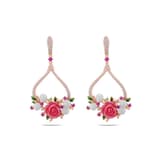 Rosered Tomurcuklu Gül Tasarımlı Rose Altın Renkli Gümüş Küpe 2