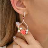 Rosered Tomurcuklu Gül Tasarımlı Rose Altın Renkli Gümüş Küpe 3