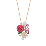 Rosered Kelebekli Gül Tasarımlı Rose Altın Renkli Gümüş Kolye 2