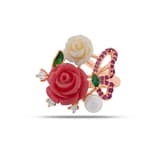 Rosered Kelebekli Gül Tasarımlı Rose Altın Renkli Gümüş Yüzük 2