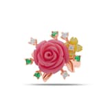 Rosered Sarı Çiçekli Gül Tasarımlı Rose Altın Renkli Gümüş Yüzük 2