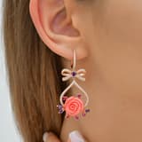 Rosered Kurdeleli Gül Tasarımlı Rose Altın Renkli Gümüş Küpe 3