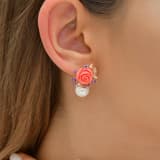 Rosered Mor Tomurcuklu Gül Tasarımlı İncili Rose Altın Renkli Gümüş Küpe 3