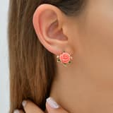 Rosered Yapraklı Gül Tasarımlı Rose Altın Renkli Gümüş Küpe 3