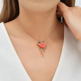 Rosered Yapraklı Gül Tasarımlı Rose Altın Renkli Gümüş Kolye 3