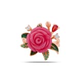 Rosered Yapraklı Gül Tasarımlı Rose Altın Renkli Gümüş Yüzük 2