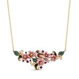 Zultanite Model-1 Flower and Bird Figured Enamelled Silver Necklace 1