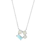 Lucky Gems Koleksiyonu Doğal Larimar ve Sedef Taşlı Gümüş Kolye 1