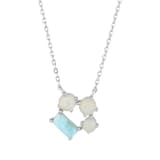 Lucky Gems Koleksiyonu Doğal Larimar ve Sedef Taşlı Gümüş Kolye 2