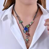Night Koleksiyonu Mavi Taşlı Doğa Asitmetrik Tasarım Gümüş Kolye 3