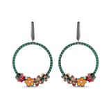 Night Collection Floral Green Hoop Silver Earrings 2