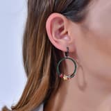 Night Collection Floral Green Hoop Silver Earrings 3