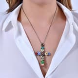 Серебряное колье Night Çiçek Bahçesi Model-1 с крестом 3