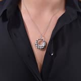 Pied De Poule Ring-Shaped Patterned Silver Necklace with Stone Details 3