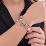 Pied De Poule Black and White Enamel Double Chain Women's Bracelet 3