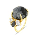 Lucky Gems Koleksiyonu Sarı Kaplama Kar Çiçeği Taşı ve Karışık Zirkon Gümüş 1