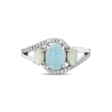 Lucky Gems Koleksiyonu Doğal Larimar ve Sedef Üçtaş Gümüş Yüzük 2