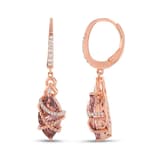 Gift Burgulu Bant Tasarımlı Marquise Kesim Rose Altın Renkli Gümüş Küpe 2