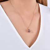 Gift Bant Tasarımlı Round Kesim Rose Altın Renkli Gümüş Kolye 3