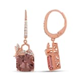 Gift Arı Tasarımlı Radiant Kesim Taşlı Rose Altın Renkli Gümüş Küpe 2