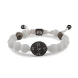 Santa Claus Anchor Cross Symbol White Knitted Silver Bracelet 1