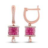 Eclat Pembe Silindir Rose Altın Renkli Gümüş Küpe 2