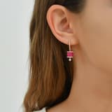Eclat Pembe Silindir Rose Altın Renkli Gümüş Küpe 3