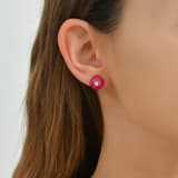 Eclat Koleksiyonu Pembe Yuvarlak Rose Altın Renkli Gümüş Küçük Boy Küpe 3