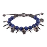 Shamballa Natural Lapis Lazuli Stone Skull Charm Men's Silver Bracelet 1