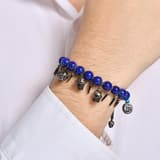 Shamballa Natural Lapis Lazuli Stone Skull Charm Men's Silver Bracelet 2