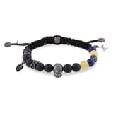 Мужской браслет Shamballa с черепом, желто-синими натуральными камнями 1