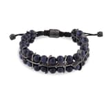 Shamballa Double Row Shimmering Navy Stone Silver Bracelet 1
