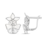 White Dreams White Enamel Flower and Butterfly Figure Silver Earrings 1