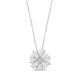 White Dreams White Enamel Zircon Stone Centered Flower Silver Necklace 1