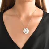 White Dreams White Enamel Zircon Stone Centered Flower Silver Necklace 3