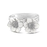 White Dreams White Enamel Double Flower Silver Ring 2