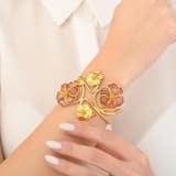 Le Jardin Collection Handcrafted Orange Enamel and Yellow Plated Design Bracelet 3
