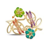 Le Jardin Yellow Plated Colorful Enamel Dragonfly and Flower Figured Bracelet 2