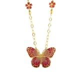 Le Jardin Yellow Plated Large Butterfly Figured Orange Enamel Women's Necklace 1