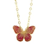 Le Jardin Yellow Plated Large Butterfly Figured Orange Enamel Women's Necklace 2