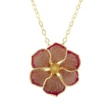 Le Jardin Yellow Plated Large Floral Motif Semi-Transparent Orange Enamel Necklace 2