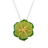 Le Jardin Yellow Plated Large Floral Motif Semi-Transparent Green Enamel Necklace 2