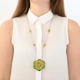 Le Jardin Yellow Plated Large Floral Motif Semi-Transparent Green Enamel Necklace 3